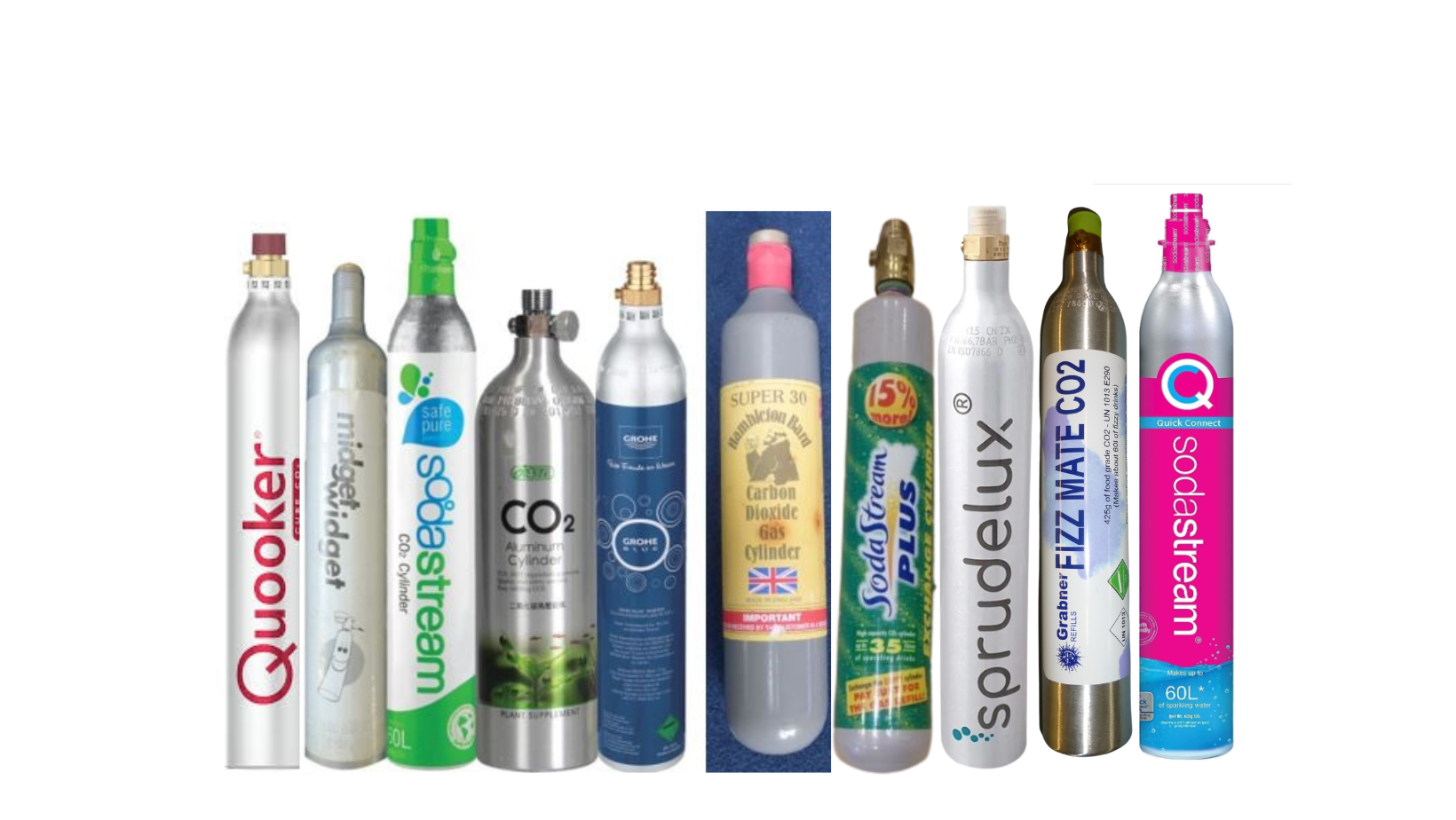 CO2 gas bottle refills for Sodastream and other branded soda machines